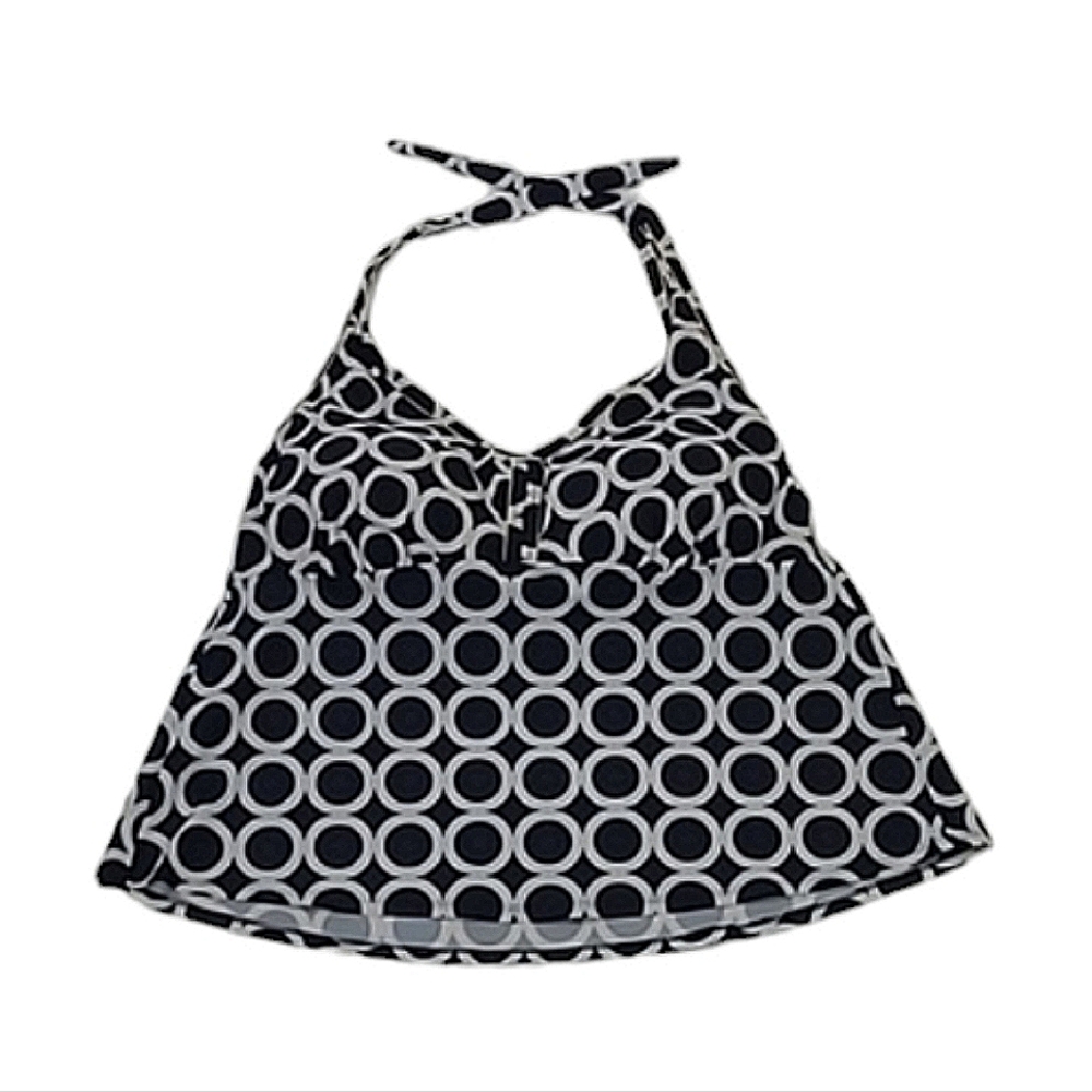 Mossimo Tankini Swimsuit Top Adjustable Strap Halter Molded Cups Pattern Print